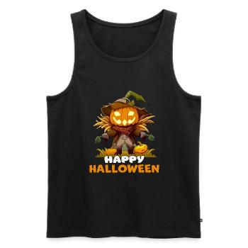 Fröhliche Halloween Kürbis Vogelscheuche Grafik - Männer Premium Bio Tank Top - Schwarz - Vorne - Michal (187cm)
