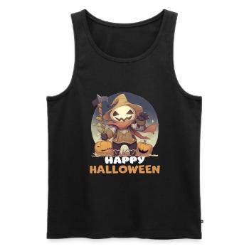 Lustige Halloween Kürbis Vogelscheuche Design - Männer Premium Bio Tank Top - Schwarz - Vorne - Michal (187cm)