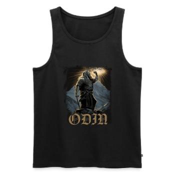 Mächtiger Odin Wikinger Nordische Mythologie - Männer Premium Bio Tank Top - Schwarz - Vorne - Michal (187cm)
