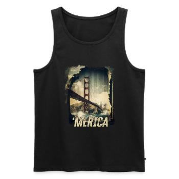 Vintage Golden Gate Bridge Merica USA Road Trip - Men's Premium Organic Tank Top - black - Front - Michal (187cm)