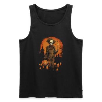 Clown effrayant avec citrouille et bougie Halloween - Débardeur bio Premium Homme - noir - Devant - AI Model Male 178 light (178cm)