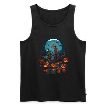 Unheimlicher Angler Gruseliger Halloween Fischer - Männer Premium Bio Tank Top - Schwarz - Vorne - Michal (187cm)