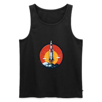 Vintage Raketen Weltraum Logo Space Rocket - Men's Premium Organic Tank Top - black - Front - AI Model Male 178 light (178cm)