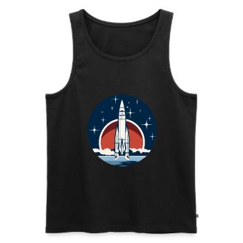 Vintage Raketen Weltraum Logo Space Rocket - Men's Premium Organic Tank Top - black - Front - AI Model Male 178 light (178cm)