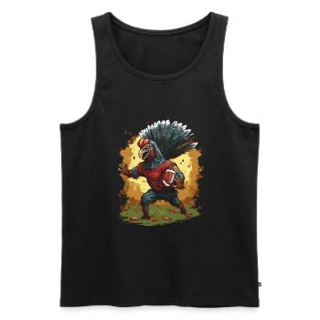 Thanksgiving Turkey Quarterback Touchdown - Men's Premium Organic Tank Top - black - Front - Michal (187cm)