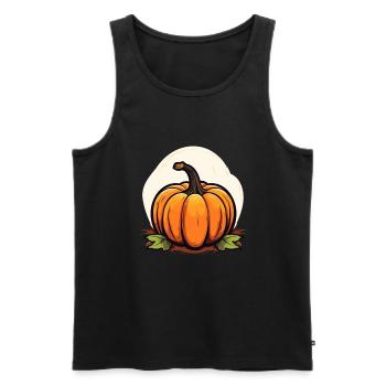 Kürbis Design Logo ür Thanksgiving - Männer Premium Bio Tank Top - Schwarz - Vorne - Michal (187cm)