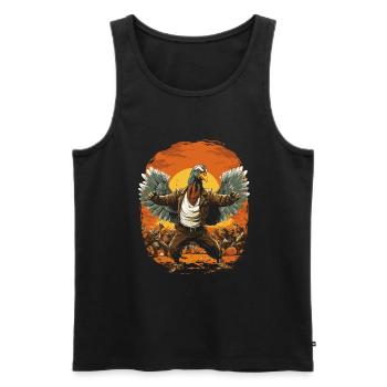 Célébrez Thanksgiving avec une dinde - Débardeur bio Premium Homme - noir - Devant - Michal (187cm)
