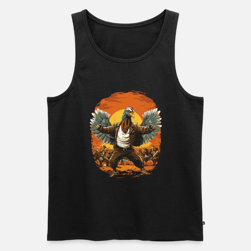 Feiert Thanksgiving mit einem Truthahn - Männer Premium Bio Tank Top - Schwarz