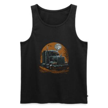 Semi-remorque effrayante d’Halloween pour camion - Débardeur bio Premium Homme - noir - Devant - AI Model Male 178 light (178cm)