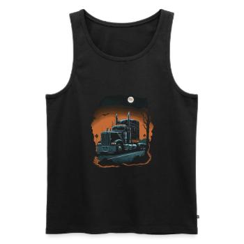 Semi-remorque effrayante d’Halloween pour camion - Débardeur bio Premium Homme - noir - Devant - AI Model Male 178 light (178cm)