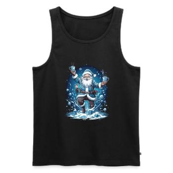 Plaisir de Noël: Père Noël ivre - Débardeur bio Premium Homme - noir - Devant - Michal (187cm)