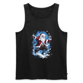 Plaisir de Noël: Père Noël ivre - Débardeur bio Premium Homme - noir - Devant - Michal (187cm)