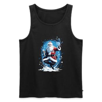 Plaisir de Noël: Père Noël ivre - Débardeur bio Premium Homme - noir - Devant - Michal (187cm)