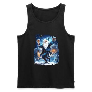 Plaisir de Noël: Père Noël ivre - Débardeur bio Premium Homme - noir - Devant - Michal (187cm)