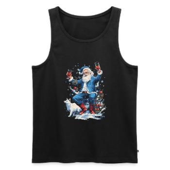 Christmas fun: Drunken Santa Claus - Men's Premium Organic Tank Top - black - Front - Michal (187cm)