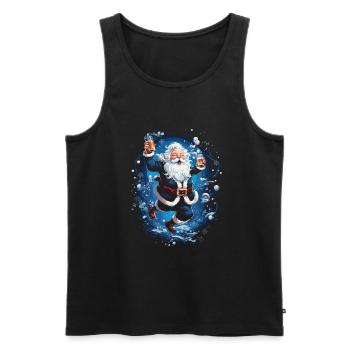 Plaisir de Noël: Père Noël ivre - Débardeur bio Premium Homme - noir - Devant - Michal (187cm)
