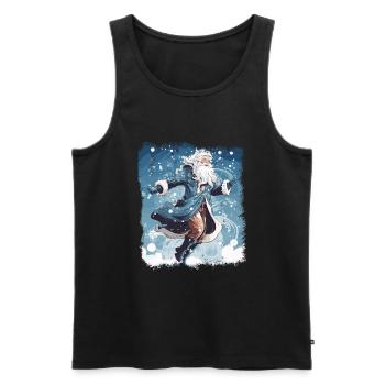 Plaisir de Noël: Père Noël ivre - Débardeur bio Premium Homme - noir - Devant - Michal (187cm)
