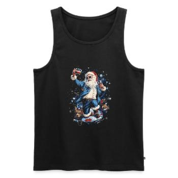 Plaisir de Noël: Père Noël ivre - Débardeur bio Premium Homme - noir - Devant - Michal (187cm)