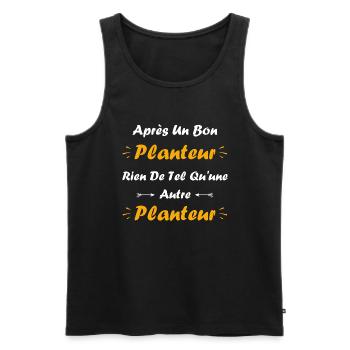 Humour punch planteur - Débardeur bio Premium Homme - noir - Devant - Michal (187cm)