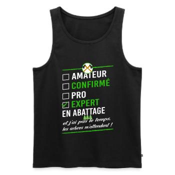 Bûcheron - Élagueur - Cadeau humour et drôle - Débardeur bio Premium Homme - noir - Devant - AI Model Male 178 light (178cm)
