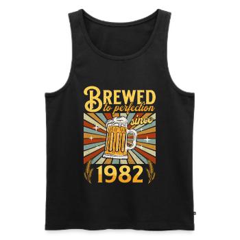Perfektion seit 1982 - Jubiläum 40 Jahre - Männer Premium Bio Tank Top - Schwarz - Vorne - Michal (187cm)