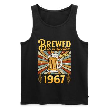 Perfektion seit 1967 - Jubiläum 55 Jahre - Männer Premium Bio Tank Top - Schwarz - Vorne - Michal (187cm)