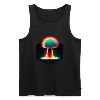 Explosion nucléaire arc-en-ciel - Débardeur bio Premium Homme - noir - Devant - AI Model Male 178 light (178cm)