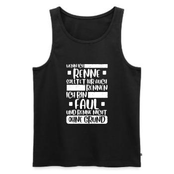 Wenn ich renne solltet ihr auch rennen Fun Spruch - Männer Premium Bio Tank Top - Schwarz - Vorne - AI Model Male 178 light (178cm)