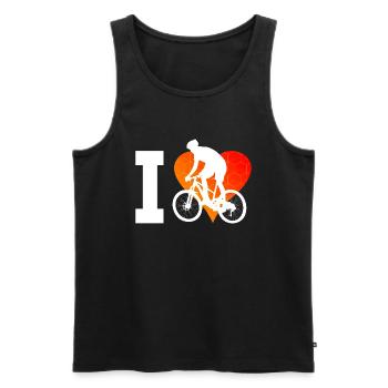 Mountainbike Radfahren MTB Radfahrer Herren - Männer Premium Bio Tank Top - Schwarz - Vorne - Michal (187cm)