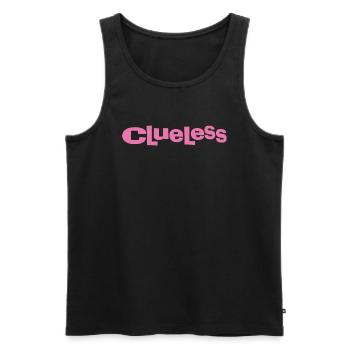Clueless Klassisches Logo - Männer Premium Bio Tank Top - Schwarz - Vorne - AI Model Male 178 light (178cm)
