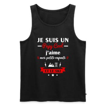 Papy cool ski, cadeau grand-père skieur - Débardeur bio Premium Homme - noir - Devant - Michal (187cm)
