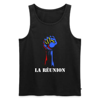 Puissance Drapeau La Reunion Cadeau Homme - Débardeur bio Premium Homme - noir - Devant - Michal (187cm)