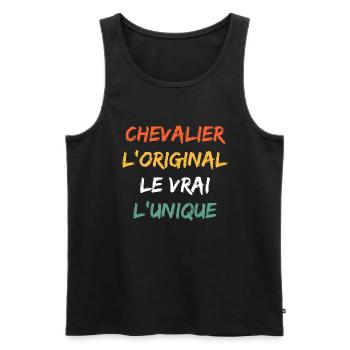 chevalier - Débardeur bio Premium Homme - noir - Devant - AI Model Male 178 light (178cm)