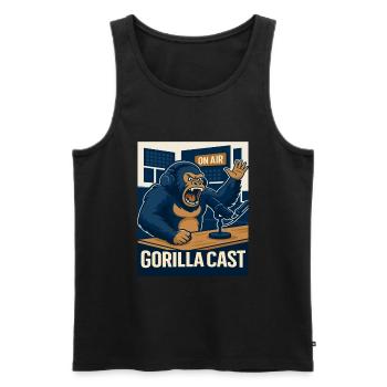 Gorilla Podcast on Air Studio Funny Podcaster - Men's Premium Organic Tank Top - black - Front - AI Model Male 178 light (178cm)