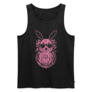 Cute rabbit pink pink heart - Men's Premium Organic Tank Top - black - Front - Michal (187cm)