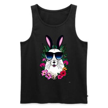 Hase Alpaka Osterhase Blumen - Männer Premium Bio Tank Top - Schwarz - Vorne - Michal (187cm)