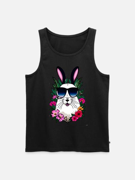 Rabbit Alpaca Easter Flowers - Men's Premium Organic Tank Top - black