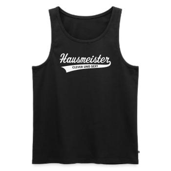 Hausmeister – Clever Und Sexy (White) - Männer Premium Bio Tank Top - Schwarz - Vorne - Michal (187cm)