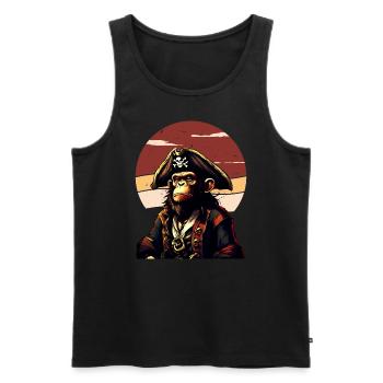 Capitaine Bande Dessinée Singe Pirate Caraïbes - Débardeur bio Premium Homme - noir - Devant - Michal (187cm)