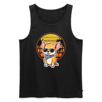 Chiller Chihuahua East Coast West Coast - Men's Premium Organic Tank Top - black - Front - AI Model Male 178 light (178cm)