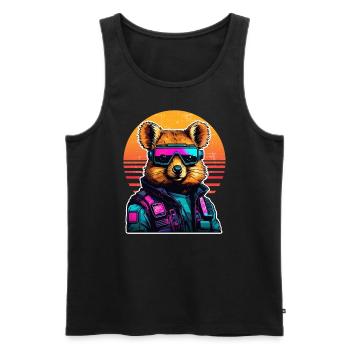 Quokka with hamster cheeks in the sunset - Men's Premium Organic Tank Top - black - Front - AI Model Male 178 light (178cm)