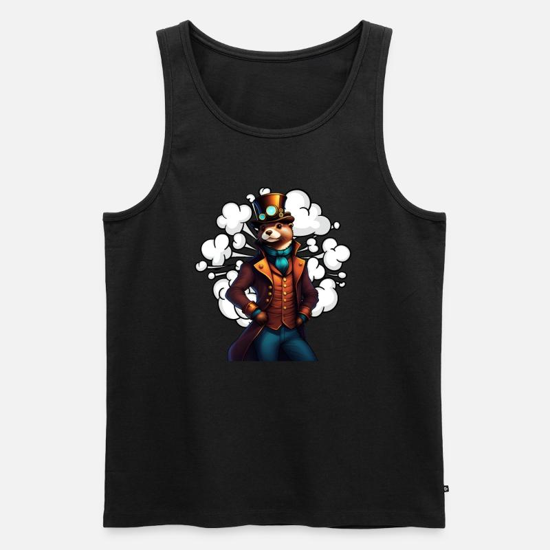 Erfindergeist Otter Steampunk Technikotter - Männer Premium Bio Tank Top - Schwarz