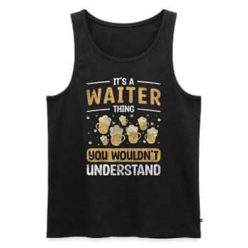 Waiter Gastronomy Profession Service Specialist - Men's Premium Organic Tank Top - black - Front - Michal (187cm)