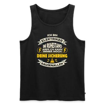 Retired electrician - blow out the fuse - Men's Premium Organic Tank Top - black - Front - AI Model Male 178 light (178cm)
