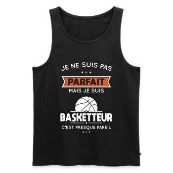 Je ne suis pas parfait mais je suis basketteur - Débardeur bio Premium Homme - noir - Devant - Michal (187cm)