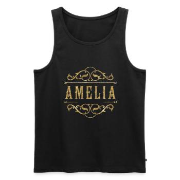 Amelia gold - Men's Premium Organic Tank Top - black - Front - AI Model Male 178 light (178cm)