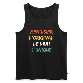 menuisier - Débardeur bio Premium Homme - noir - Devant - AI Model Male 178 light (178cm)