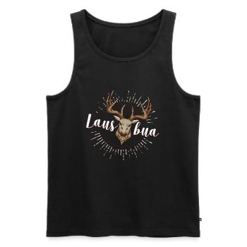 Lausbua Hirsch Lederhosen - Männer Premium Bio Tank Top - Schwarz - Vorne - Michal (187cm)