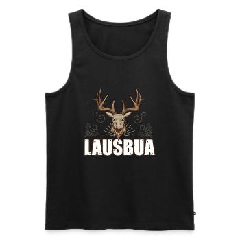 Lausbua Hirsch Lederhosen - Männer Premium Bio Tank Top - Schwarz - Vorne - Michal (187cm)