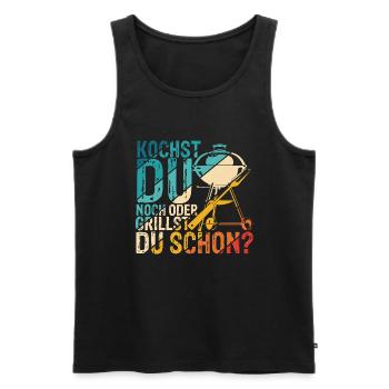Grillen Besser Als Kochen Fleisch Liebe Geschenk G - Männer Premium Bio Tank Top - Schwarz - Vorne - Michal (187cm)